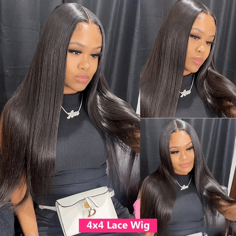 YYONG Straight 4x4/ 5x5 Lace Closure Wigs Human Hair Wigs
