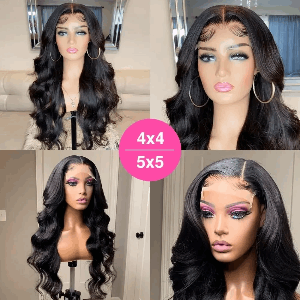YYONG Body Wave 4x4/ 5x5 Lace Closure Wigs Human Hair Wigs