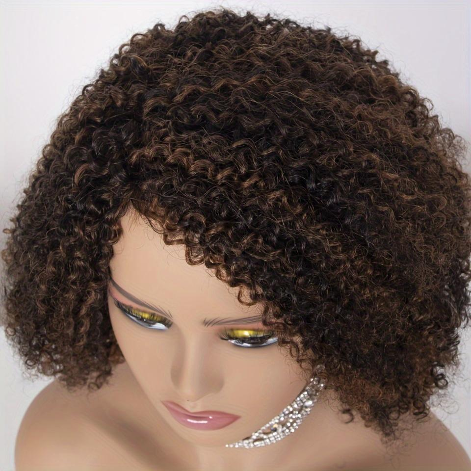 YYONG Afro Kinky Curly Wig For Women 100% Human Hair Machine Made wig 4/27 8-16inch