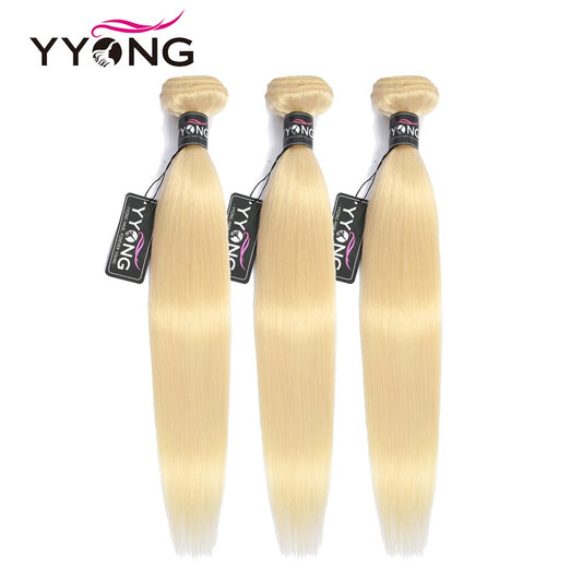 YYONG #613 Blonde 3Pcs Straight Human Hair Bundes 100% Human Hair