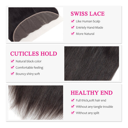 YYONG Straight Hair 3 Bundles With Frontal 100% Human Hair