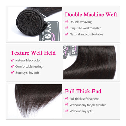 YYONG Straight Hair 3 Bundles With Frontal 100% Human Hair