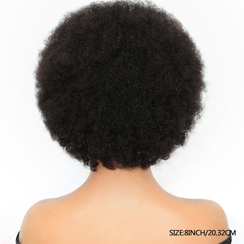 YYONG Short Afro Curly Human Hair Wigs For Women None Lace Wig