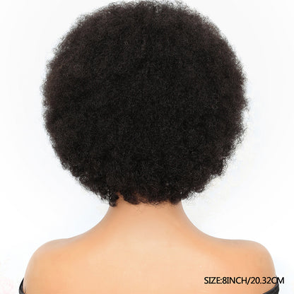YYONG Short Afro Curly Human Hair Wigs For Women None Lace Wig