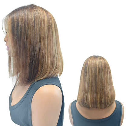 YYONG 8-16 Inch Highlight Bob Wig Human Hair 180 Density Highlight 13x4  Lace Front Wigs Omber P4/27 Human Hair Bob Wigs