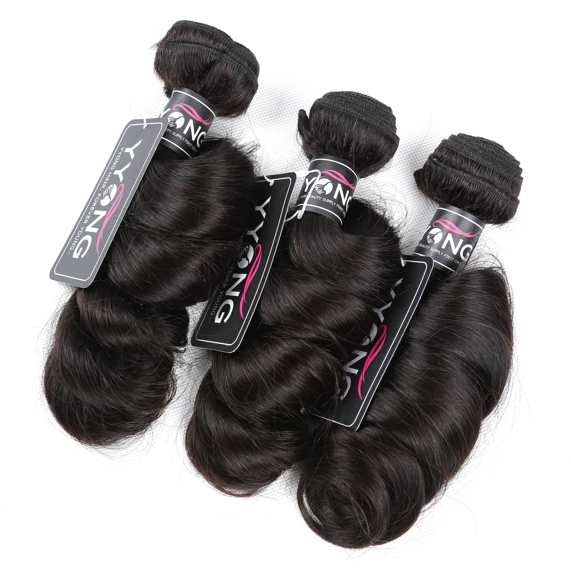 YYONG 3Pcs Loose Wave Virgin Human Hair Bundles