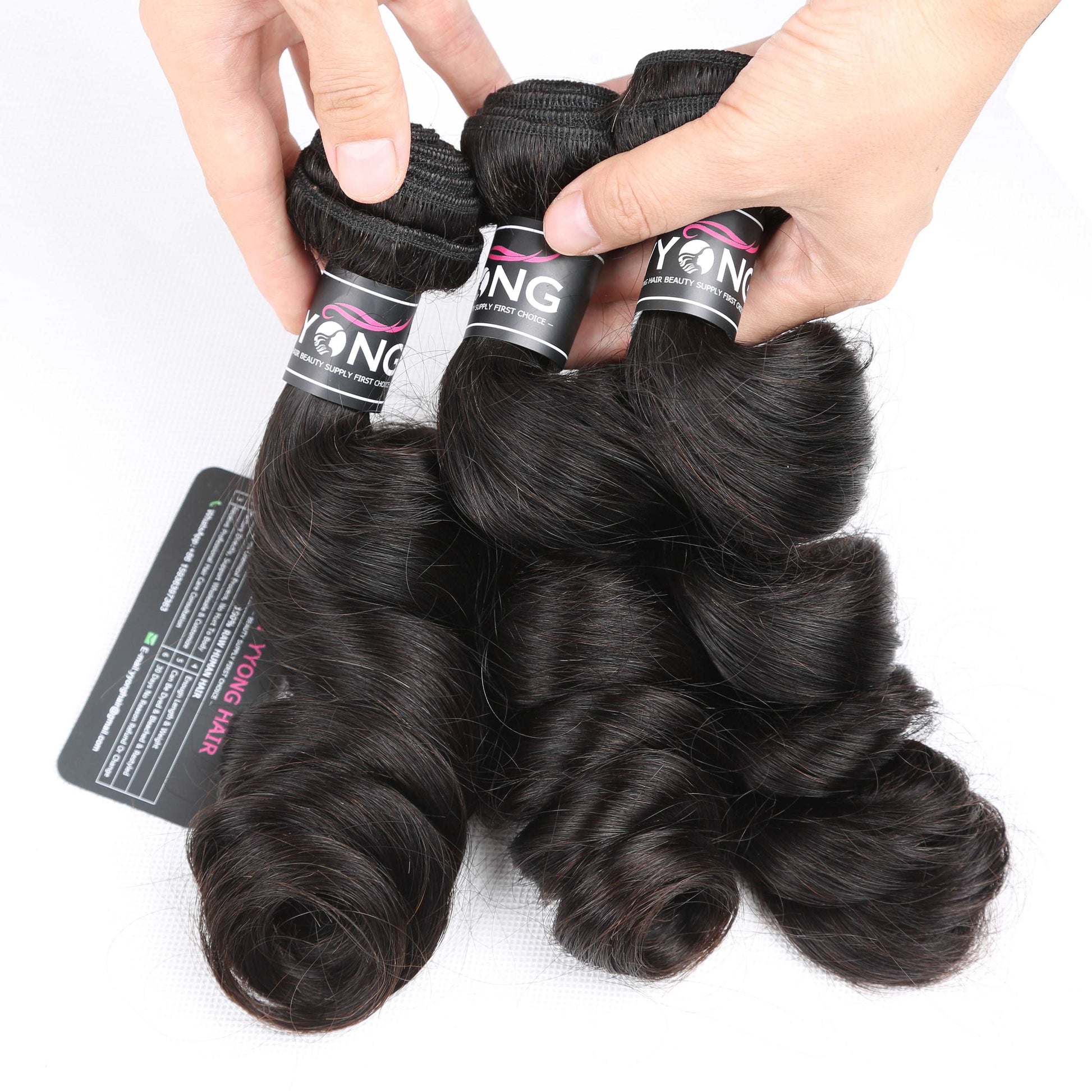 YYONG 3Pcs Loose Wave Virgin Human Hair Bundles