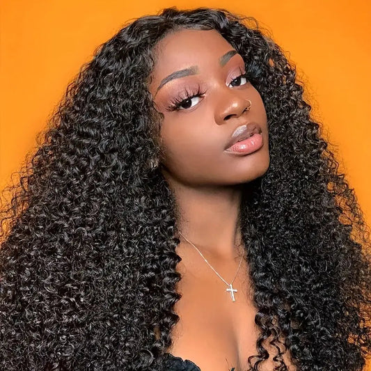 YYONG Kinky Curly 13x4 Lace Front Wigs Human Hair Wigs