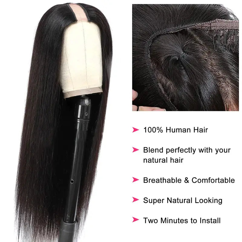 YYONG Straight Hair U Part Wigs Human Hair Wigs V part Wigs