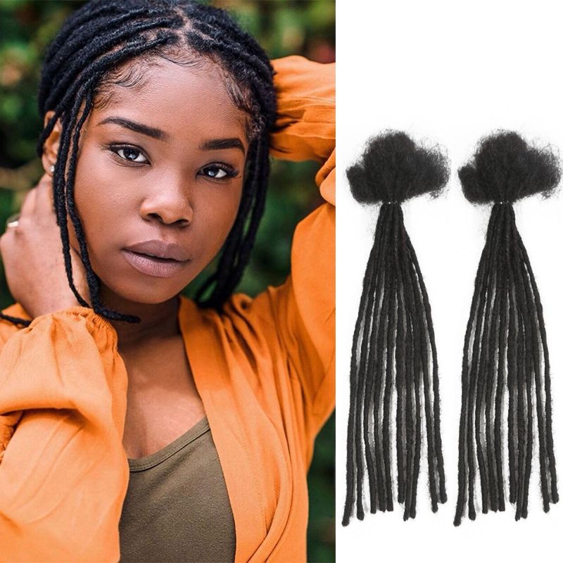 YYONG 0.2cm Thickness 10 Strands Human Hair Dreadlock Extensions for Man/Women Permanent Loc Extensions Bundles Can Be Dyed Bleached Curled and Twisted