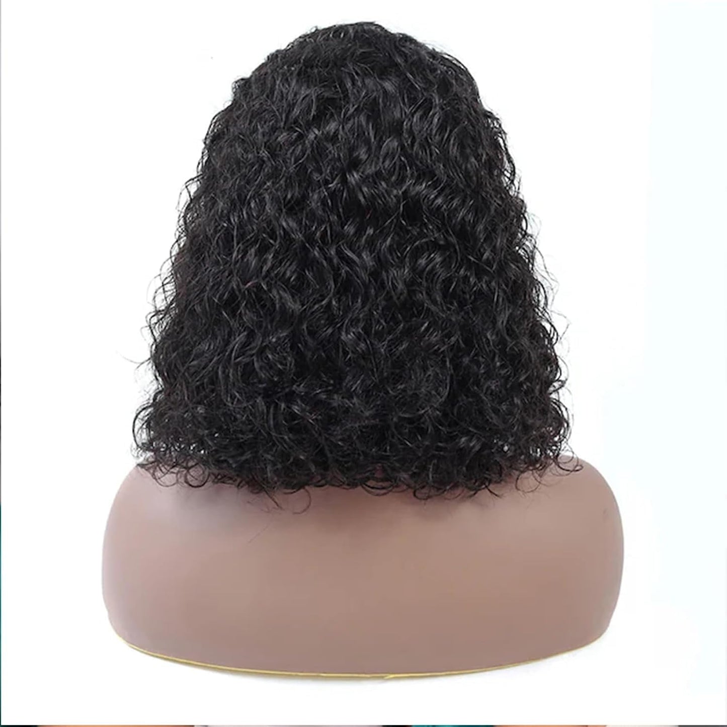 YYONG T Part 4x4 Lace Front Wigs water wave Bob Pre Cut Human Hair Wigs for Women #1B