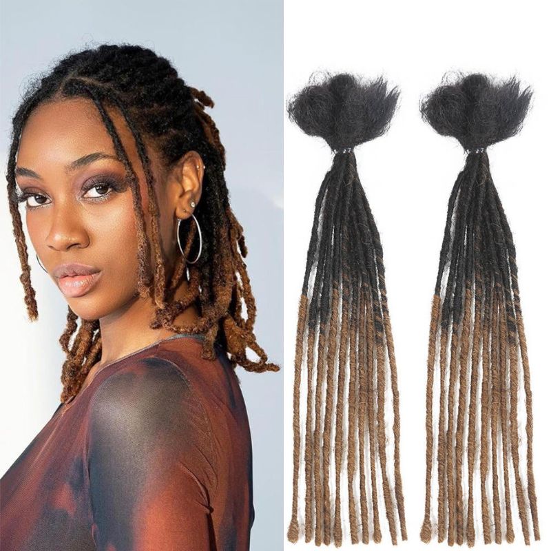 YYONG 0.2cm Thickness 10 Strands Human Hair Dreadlock Extensions for Man/Women Permanent Loc Extensions Bundles Can Be Dyed Bleached Curled and Twisted