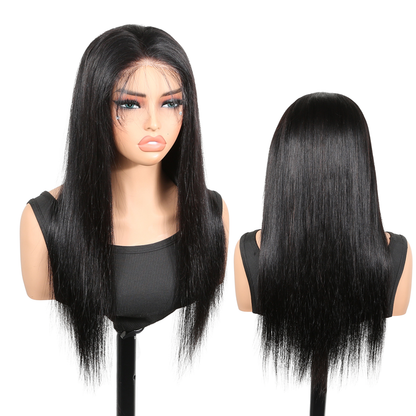 YYONG Glueless Straight Human Hair Wigs for Women 4x4/ 5x5 Lace Closure Wigs Pre Plucked Pre Cut Lace Closure Wigs Bleached Knots