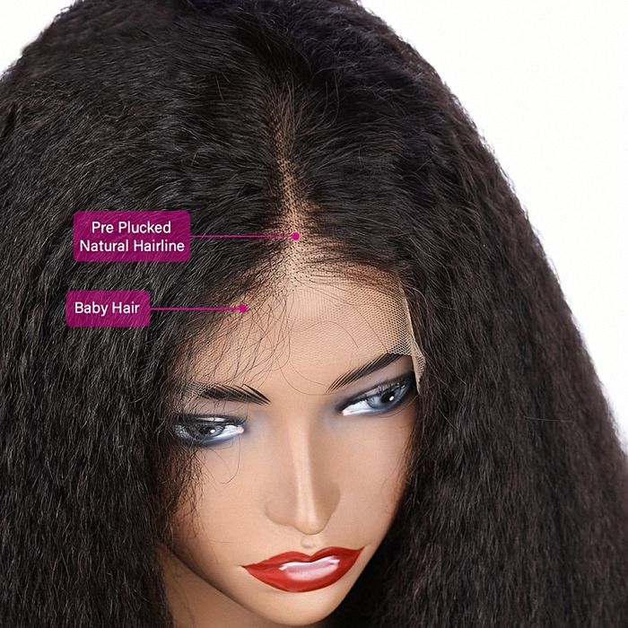 YYONG Kinky Straight 13x4 Lace Front Wigs Human Hair Wigs