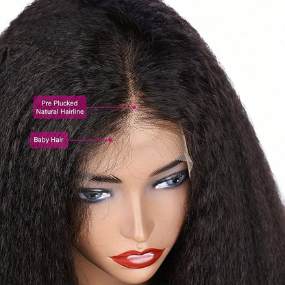 YYONG Kinky Straight 13x4 Lace Front Wigs Human Hair Wigs