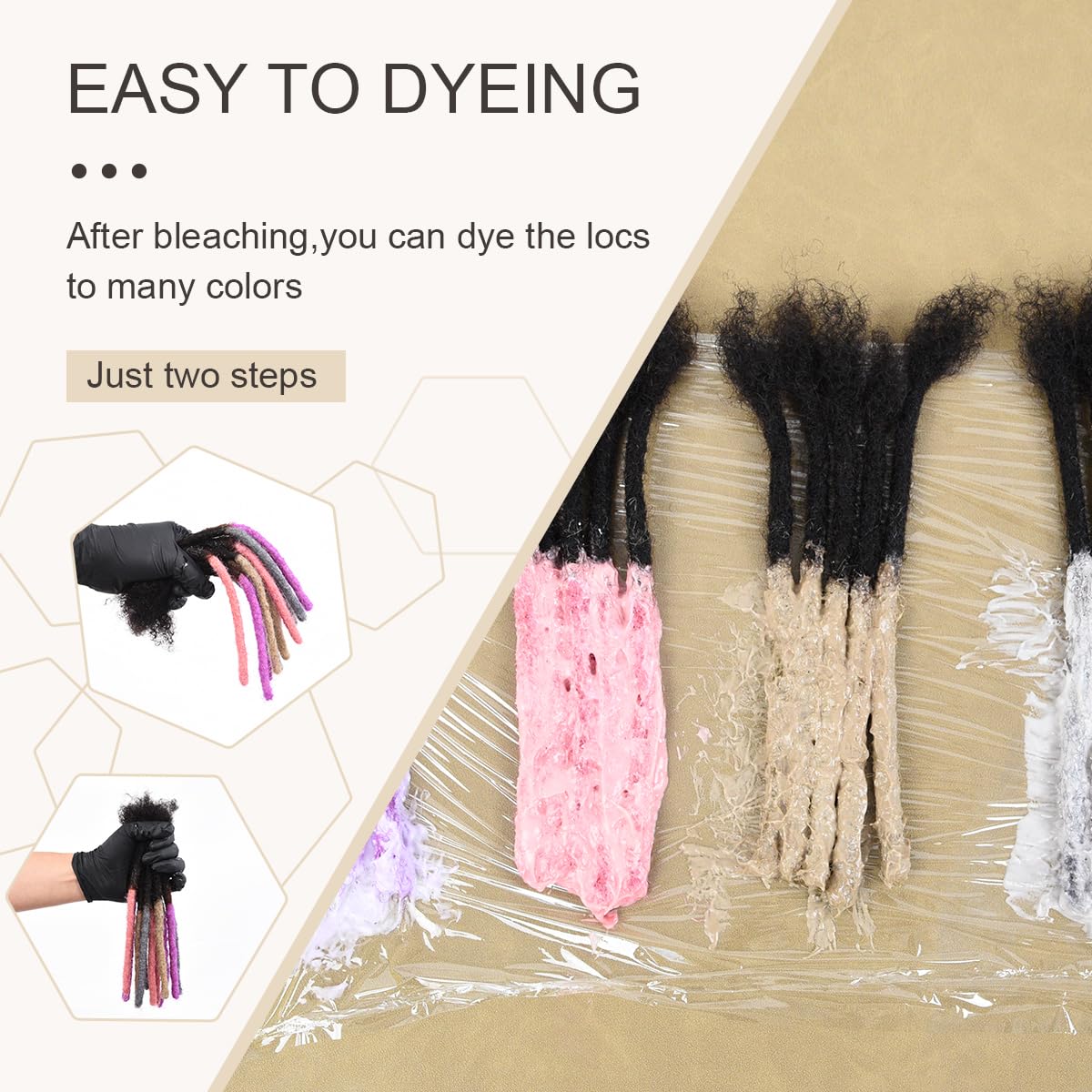 YYONG 0.2cm Thickness 10 Strands Human Hair Dreadlock Extensions for Man/Women Permanent Loc Extensions Bundles Can Be Dyed Bleached Curled and Twisted