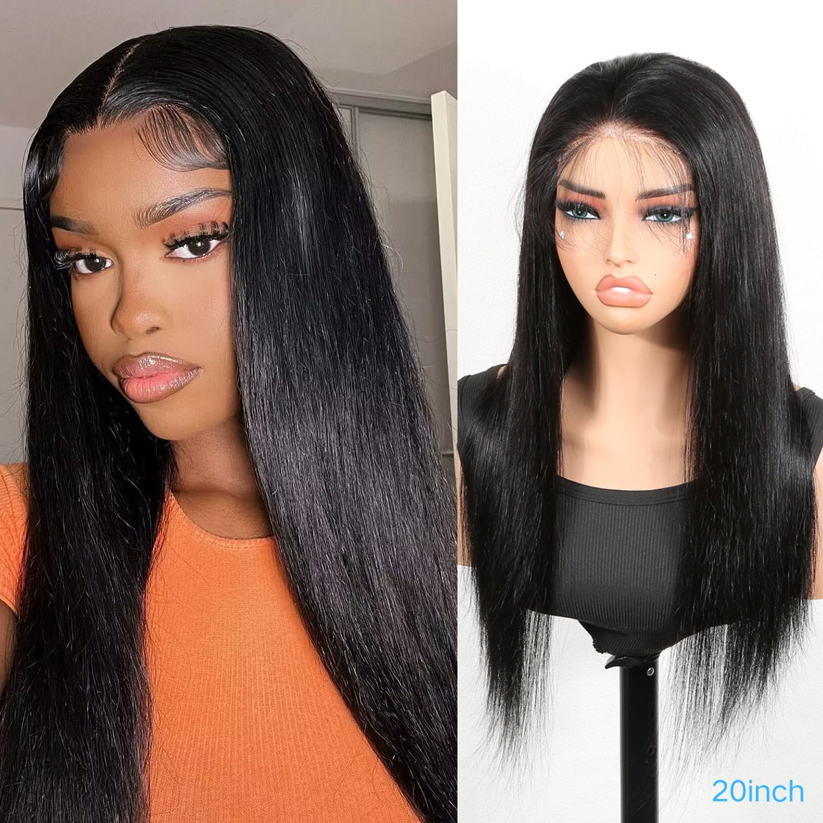 YYONG Glueless Straight Human Hair Wigs for Women 4x4/ 5x5 Lace Closure Wigs Pre Plucked Pre Cut Lace Closure Wigs Bleached Knots