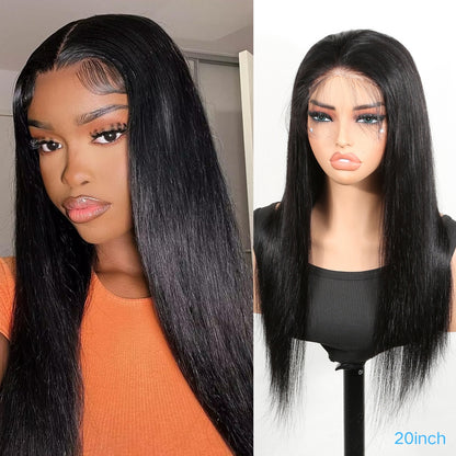 YYONG Glueless Straight Human Hair Wigs for Women 4x4/ 5x5 Lace Closure Wigs Pre Plucked Pre Cut Lace Closure Wigs Bleached Knots