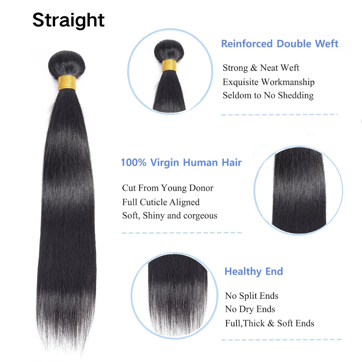 YYONG Human Hair 1 Bundle Straight/Body Wave/Deep Wave/Kinky Curly/Water Wave/Loose Deep Wave/Loose Wave/Kinky Straight/Afro Curly/Burmese Curly
