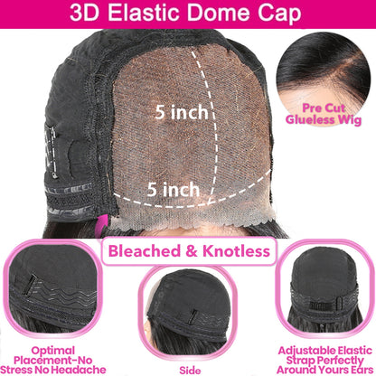 YYONG Glueless Straight Human Hair Wigs for Women 4x4/ 5x5 Lace Closure Wigs Pre Plucked Pre Cut Lace Closure Wigs Bleached Knots