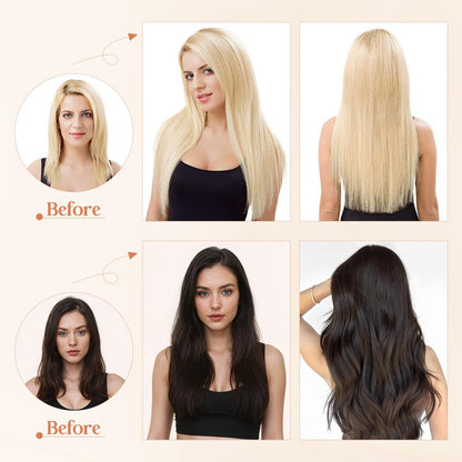 YYONG U Part Straight Clip In Hair Extensions 100%  Real Remy Human Hair 8-24 Inch