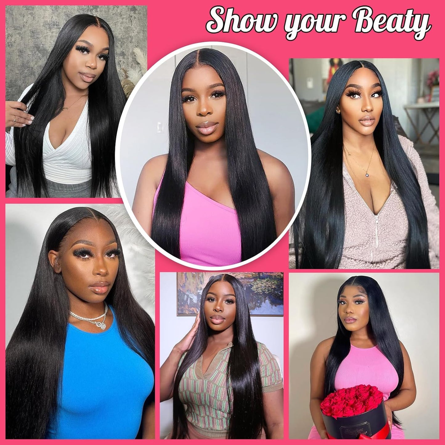 YYONG Straight 13x6x1 T-part Lace Front Wigs Human Hair Wigs #1B 12-34 Inch