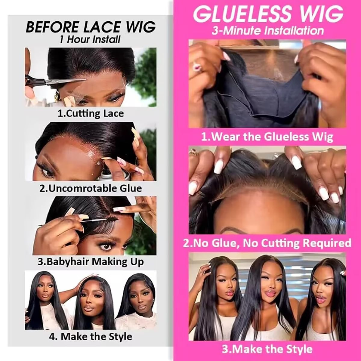 YYONG Glueless Straight Human Hair Wigs for Women 4x4/ 5x5 Lace Closure Wigs Pre Plucked Pre Cut Lace Closure Wigs Bleached Knots