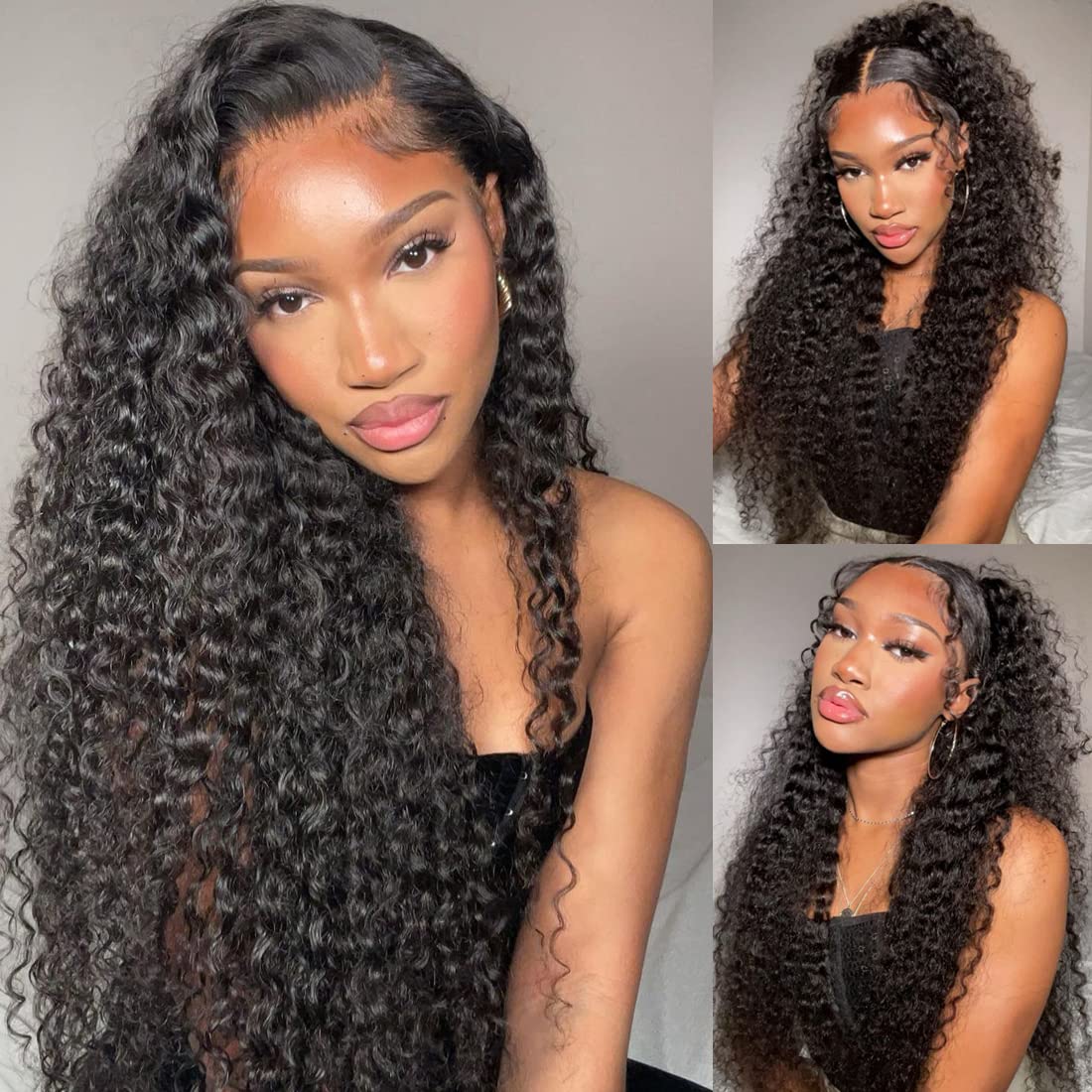 YYONG Kinky Curly 13x6 Lace Front Wigs Human Hair Wigs
