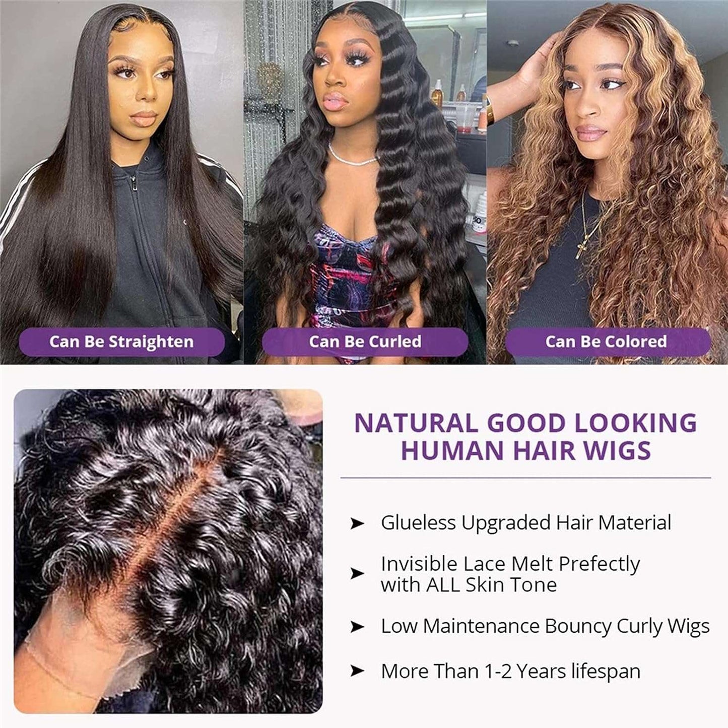 YYONG Deep Wave 4x4/ 5x5 Lace Closure Wigs Human Hair Wigs