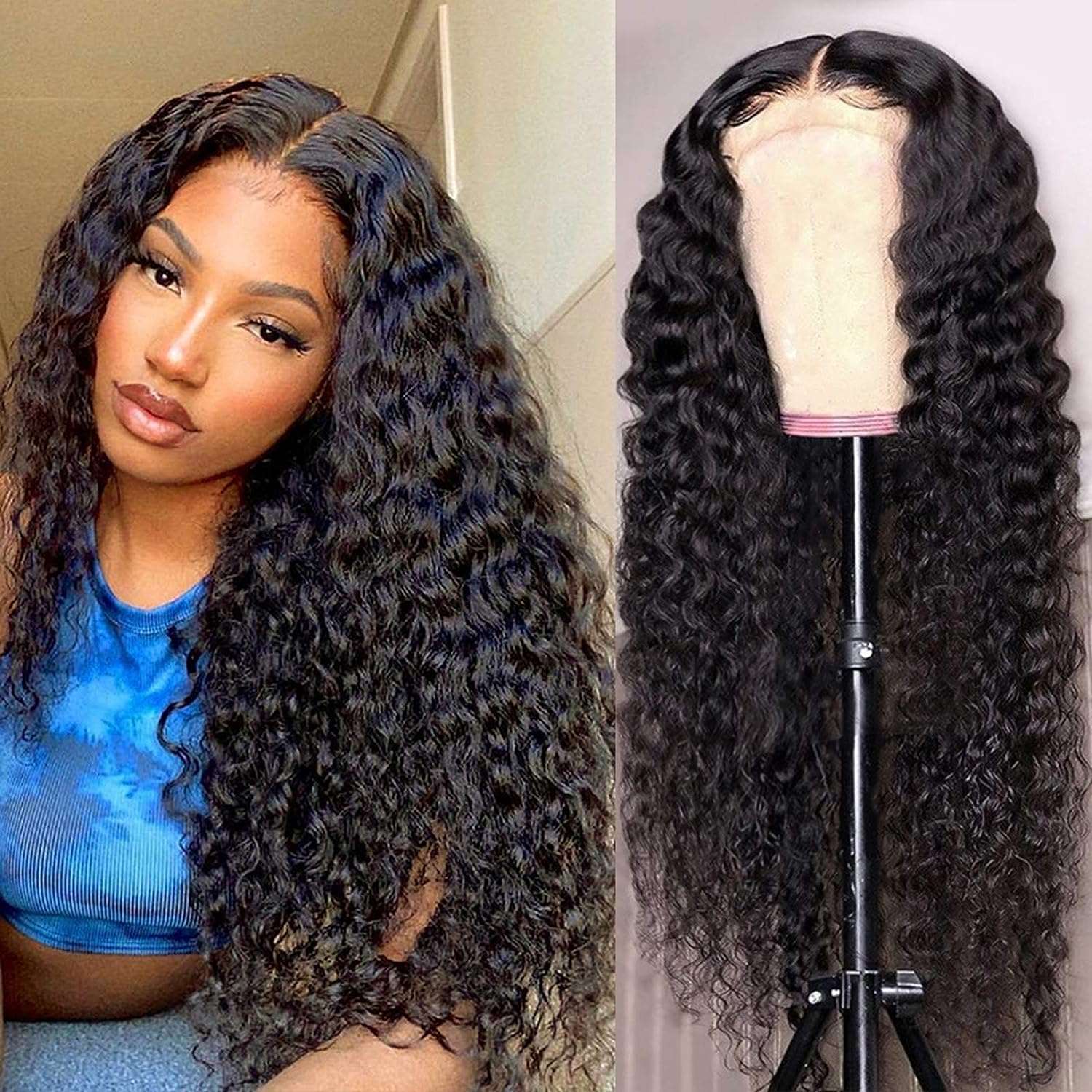YYONG Deep Wave 4x4/ 5x5 Lace Closure Wigs Human Hair Wigs