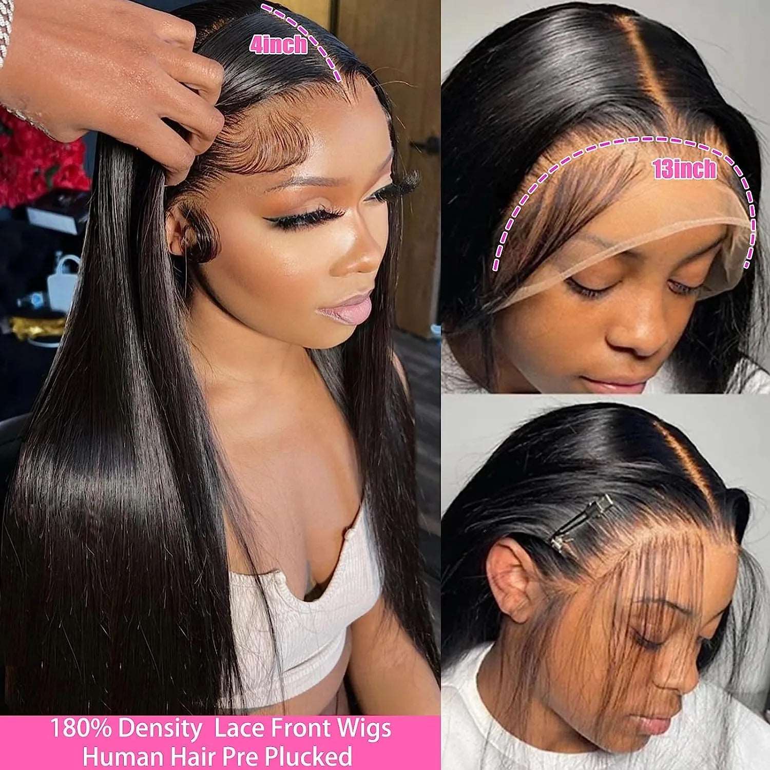 YYONG Straight Hair 13x4 Lace Front Wigs Human Hair Wig