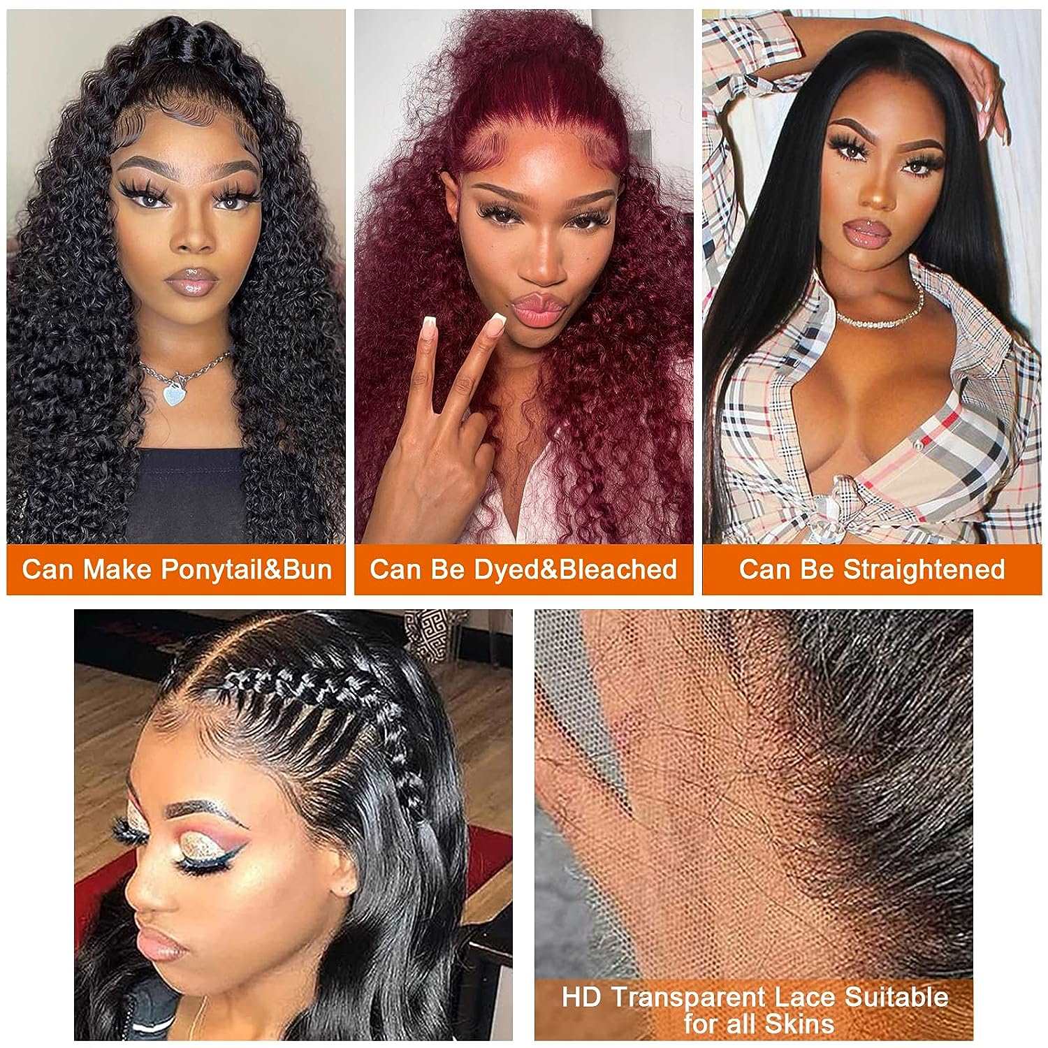 YYONG Kinky Curly 13x6 Lace Front Wigs Human Hair Wigs