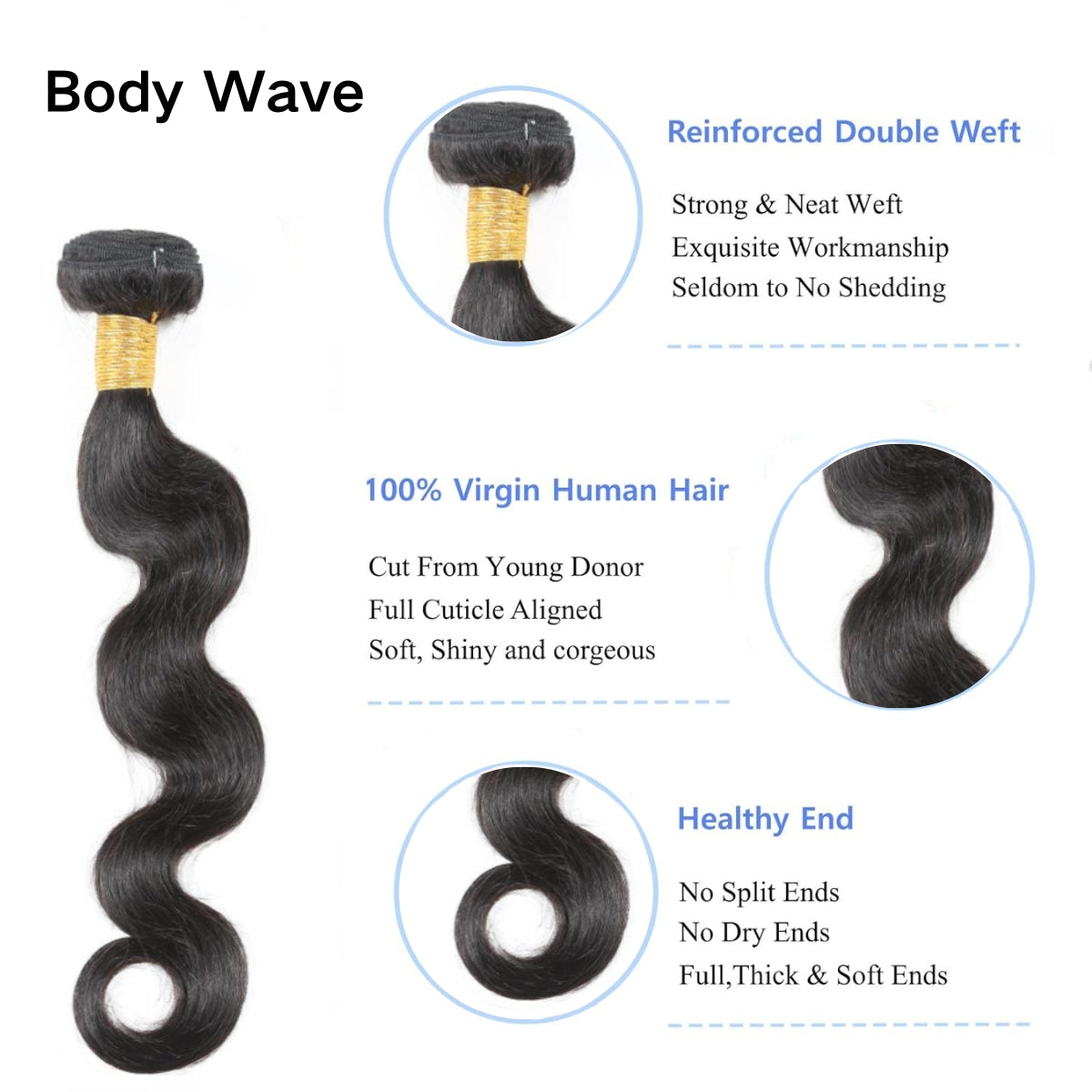 YYONG Human Hair 1 Bundle Straight/Body Wave/Deep Wave/Kinky Curly/Water Wave/Loose Deep Wave/Loose Wave/Kinky Straight/Afro Curly/Burmese Curly