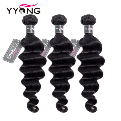 YYONG Loose Deep Wave 3 Bundles With 5x5 Closure 100% Human Hair