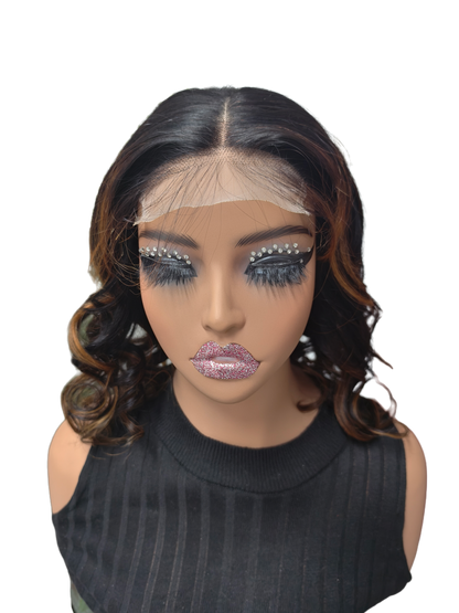 YYONG 4×4 Lace Frontal Human Hair Wigs 1B/30 Highlight 8-16 inch Body Wave Bob Wig for Women