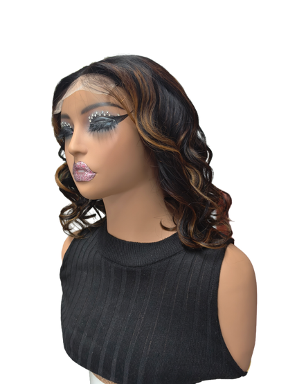 YYONG 4×4 Lace Frontal Human Hair Wigs 1B/30 Highlight 8-16 inch Body Wave Bob Wig for Women