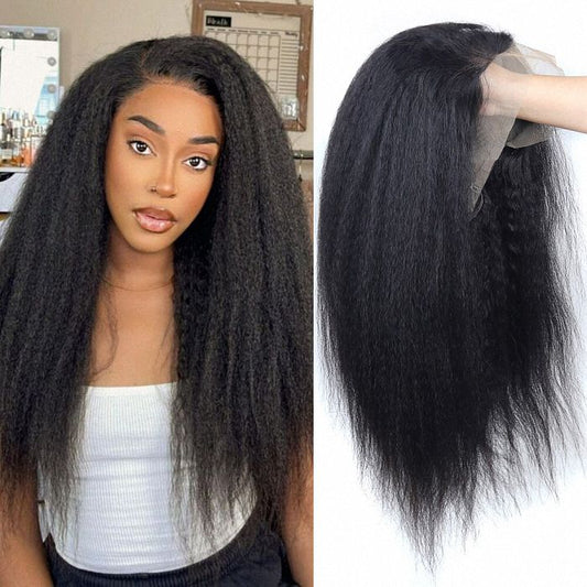 YYONG Kinky Straight 13x4 Lace Front Wigs Human Hair Wigs