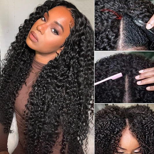 YYONG Curly U Part Wigs Human Hair Wigs V part Wigs