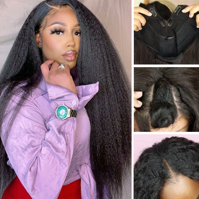 YYONG Kinky Straight U Part Wigs Human Hair Wigs V part Wigs