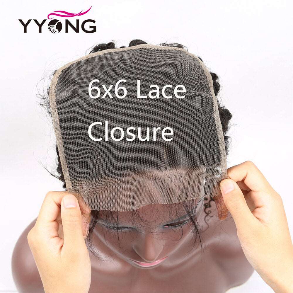 YYONG Loose Deep Wave 3 Bundles With 6x6 Closure 100% Human Hair
