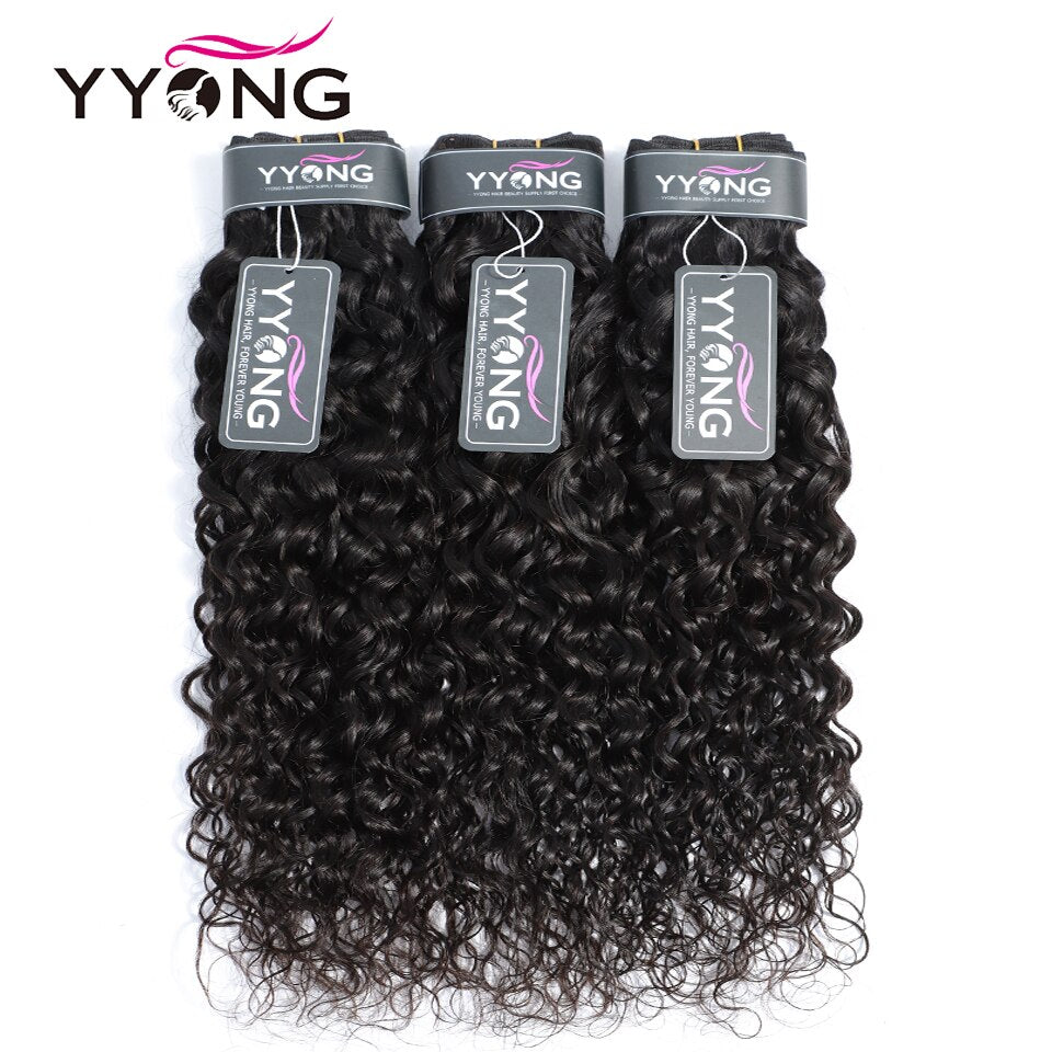 YYONG Water Wave 3 Bundles With Closure 100% Human Hair