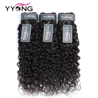 YYONG Water Wave 3 Bundles With Closure 100% Human Hair