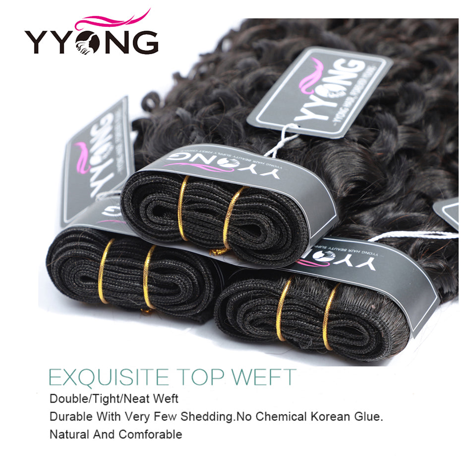 YYONG Water Wave 3 Bundles With 5x5 Closure 100% Human Hair