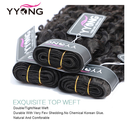 YYONG Water Wave 3 Bundles With 5x5 Closure 100% Human Hair
