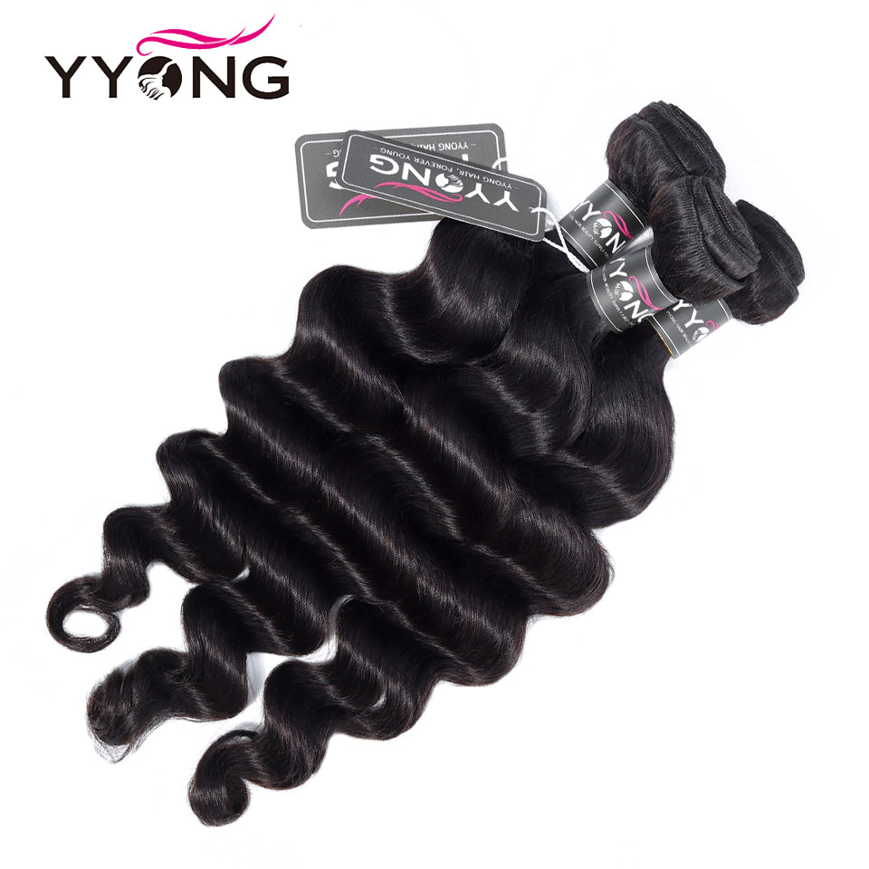 YYONG 3Pcs Loose Deep Wave Virgin Human Hair Bundles