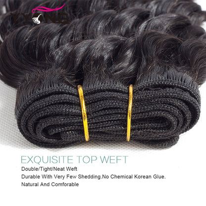 YYONG Deep Wave 3 Bundles With 5x5 Closure 100% Human Hair