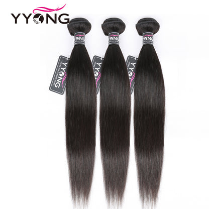 YYONG Straight Hair 3 Bundles With 5x5 Closure 100% Human Hair