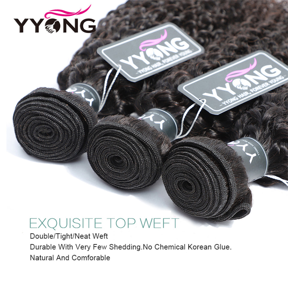 YYONG Kinky Curly 3 Bundles With 5x5 Closure 100% Human Hair