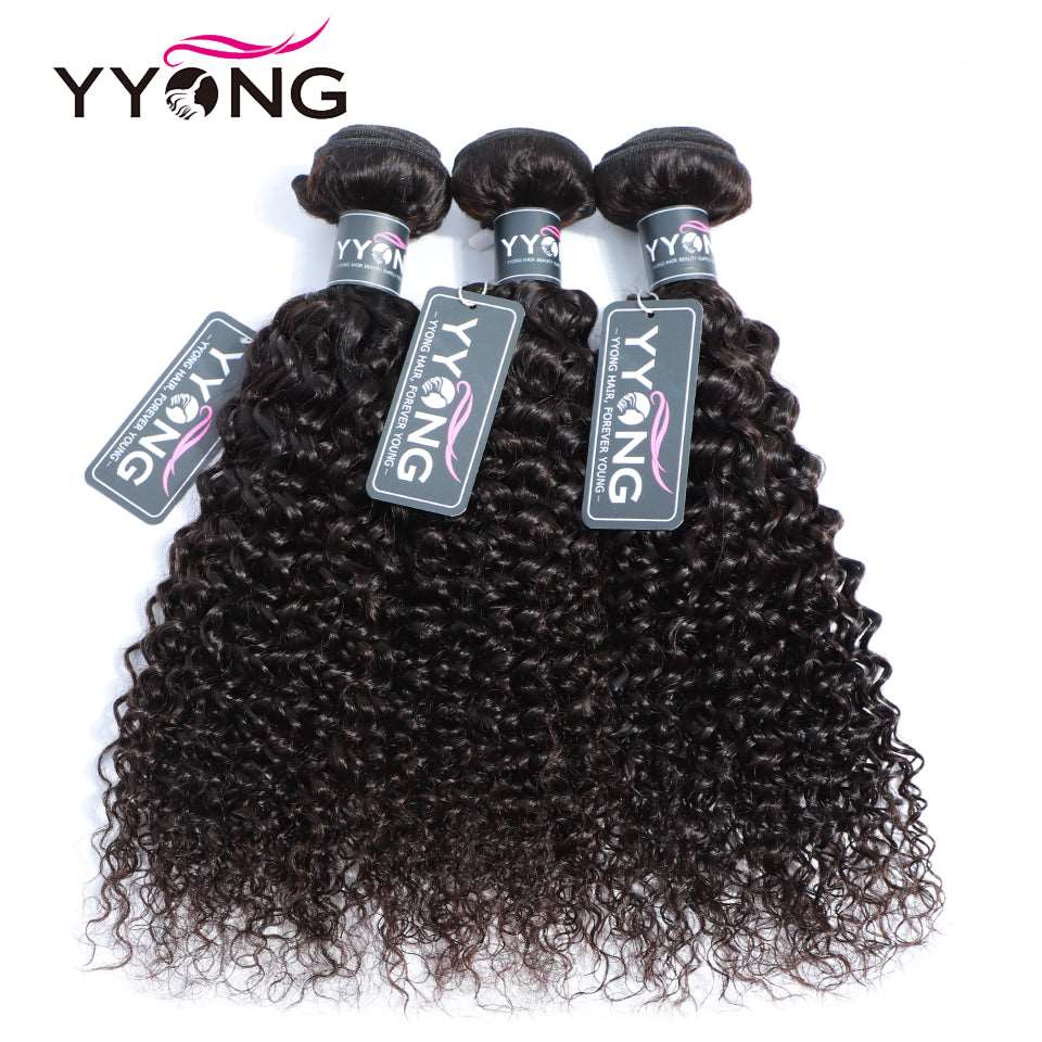 YYONG Kinky Curly 3 Bundles With 5x5 Closure 100% Human Hair