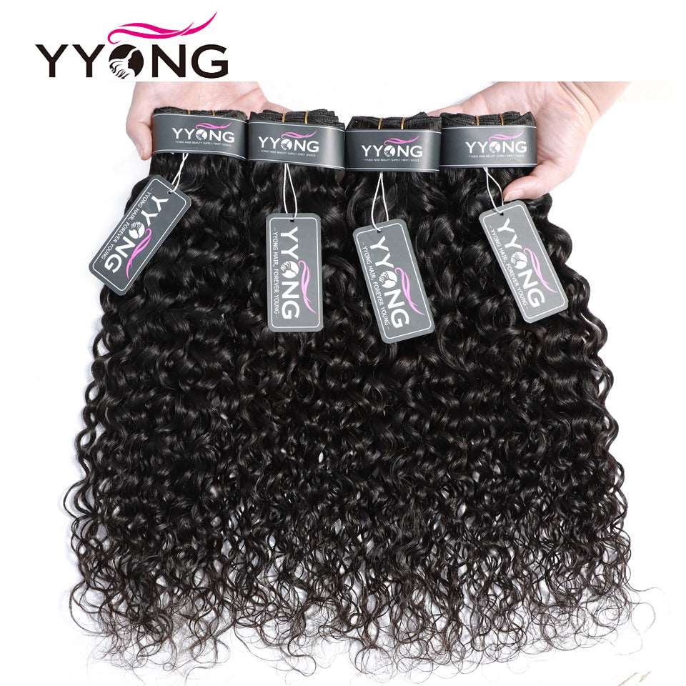 YYONG Water Wave 3 Bundles With 5x5 Closure 100% Human Hair